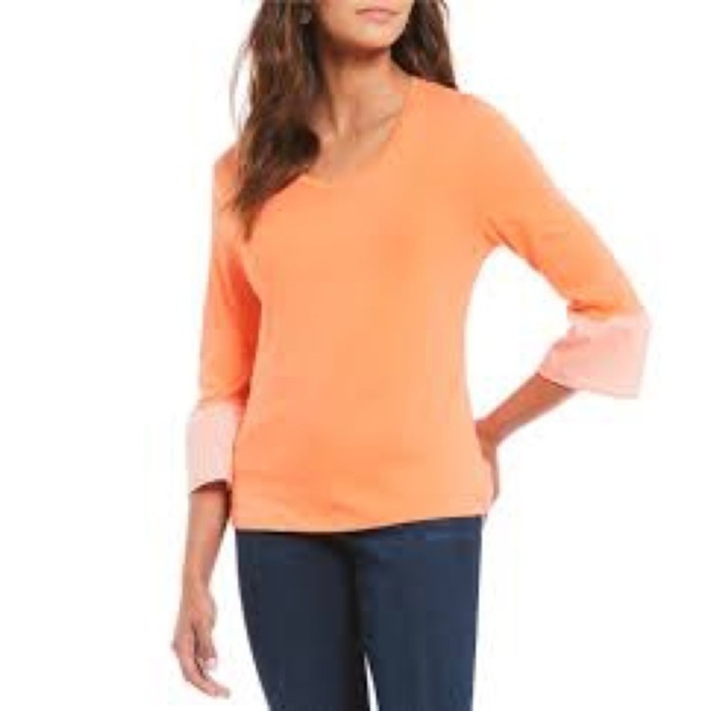 WESTBOUND Orange Layered 3/4 Length Top-L